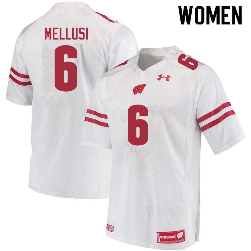Women #6 Chez Mellusi Wisconsin Badgers College Football Jerseys Sale-White